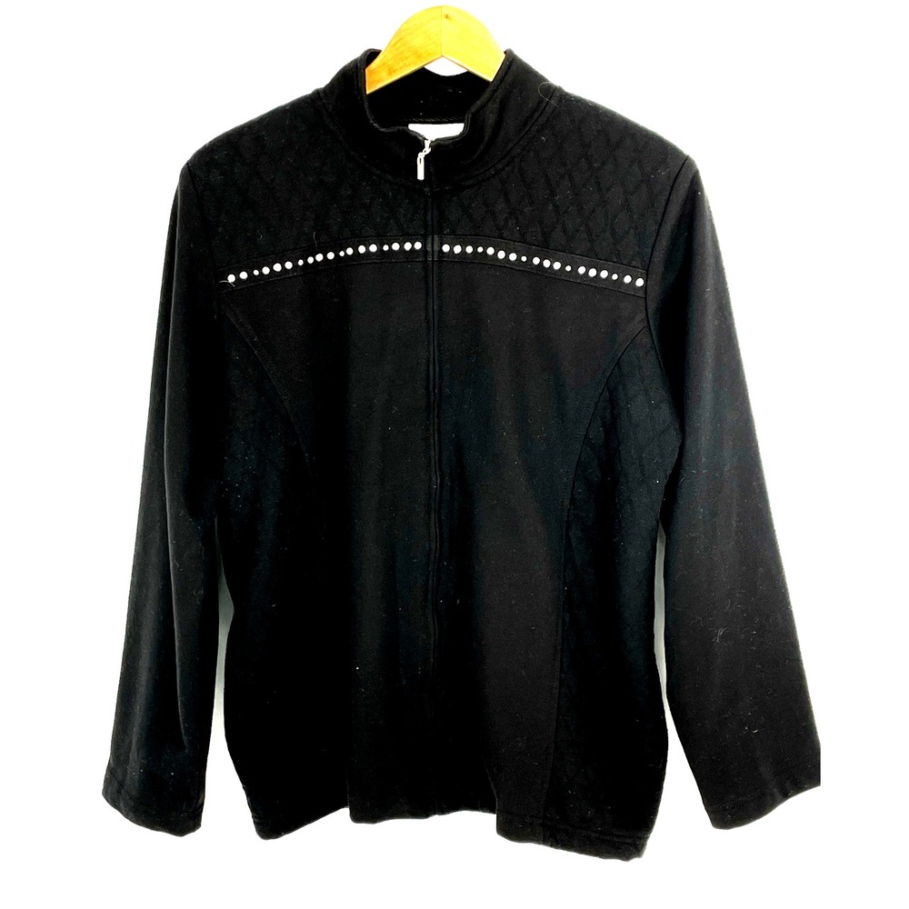 Alfred‎ Dunner Women's Size 14 Jacket Black Full Zip Studded Jacket